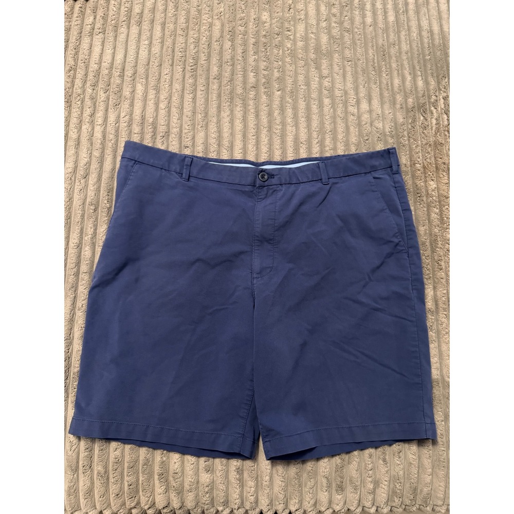IZOD Saltwater Mens Navy Blue Stretch Twill Flat Front Shorts 42 x 9.5